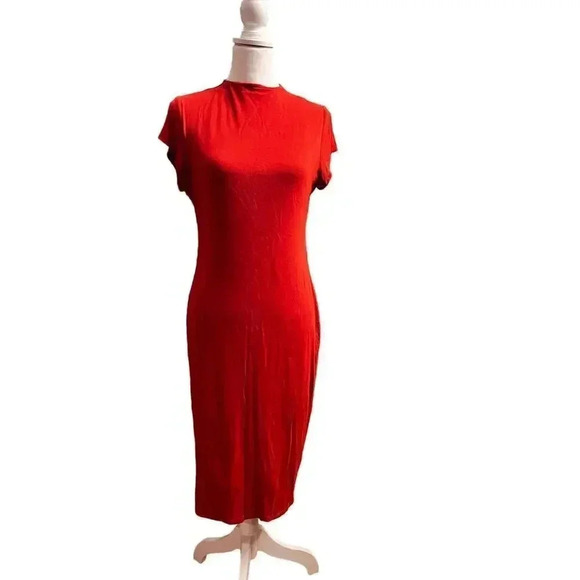 Stella Luce maxi dress cap sleeved lines size large burnt orange - Picture 1 of 4